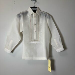 Barong Tagalog Kultura Kids Classic White Button Down Shirt size 10